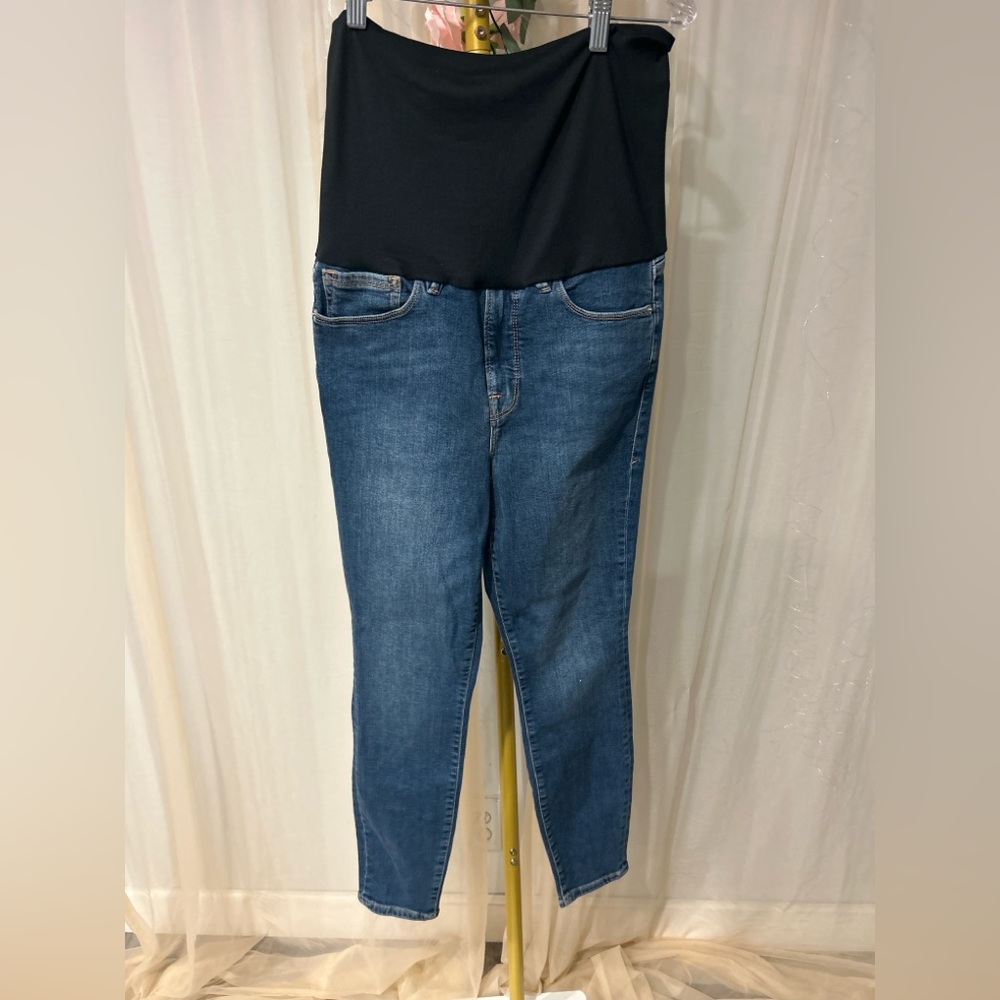 Good American Maternity Skinny Jeans Size 6/28 Blue Stretch Denim
